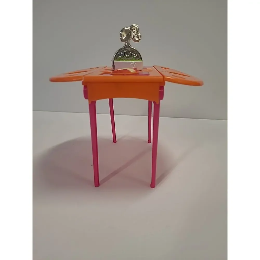 Barbie 2010 Dinner Desert Dining Table Pink Orange Drop Leaf Mattel